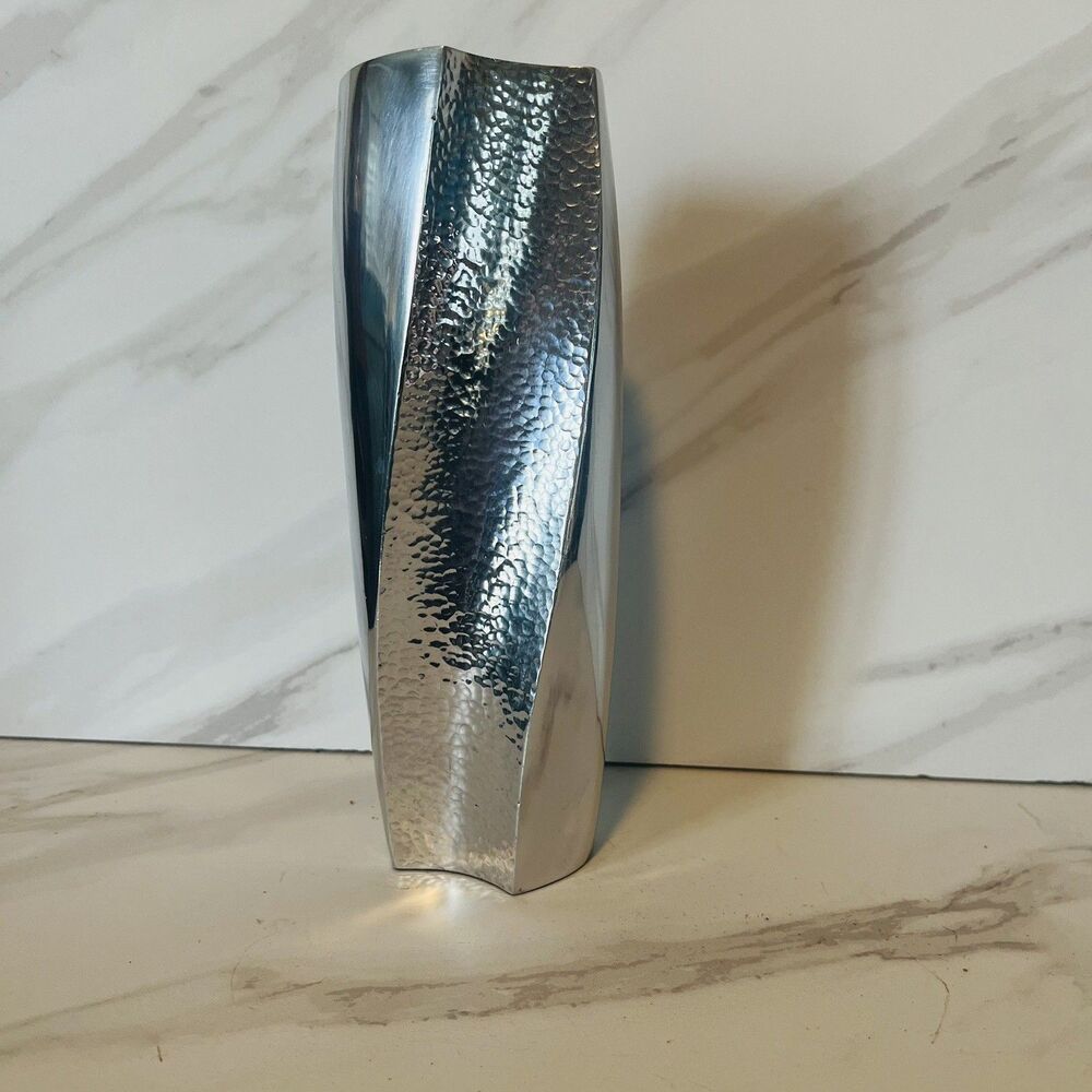 Godinger Silver Art Studios Metal Spiral Vase 9"h Silver Plated Modernist MCM